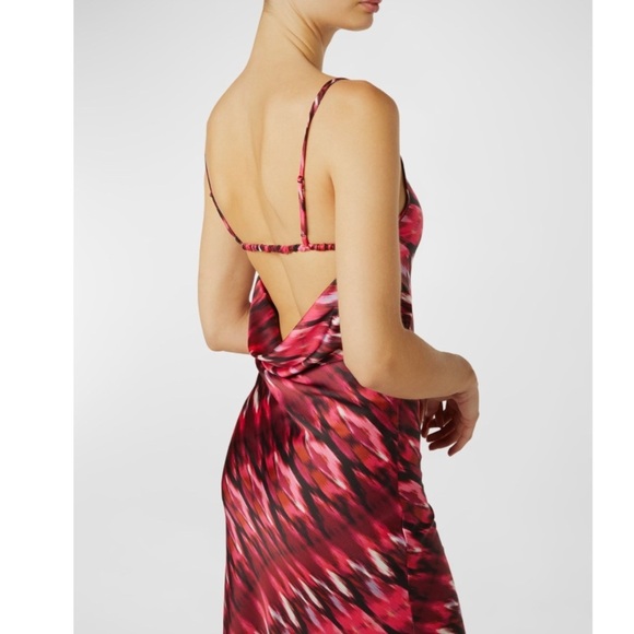 MISA Los Angeles Moa Cowl -Back Printed Satin slip Dress New With Tags Size: XS - Picture 3 of 9